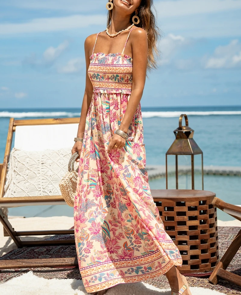 Cupshe Women's Papaya Punch Floral Maxi Beach Dress