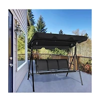 3 Person Steel Frame Patio Porch Swing with Polyester Angle and Adjustable Canopy