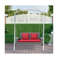 2-Person Patio Pe Wicker Hanging Porch Swing Bench Chair Cushion 800 Pounds