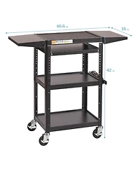 ECR4Kids Av Presentation Cart Stand with Drop Leaves, Black, 1