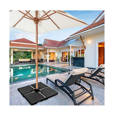 4 Pieces Square Fillable Patio Umbrella Base Set with Handle and Funnel