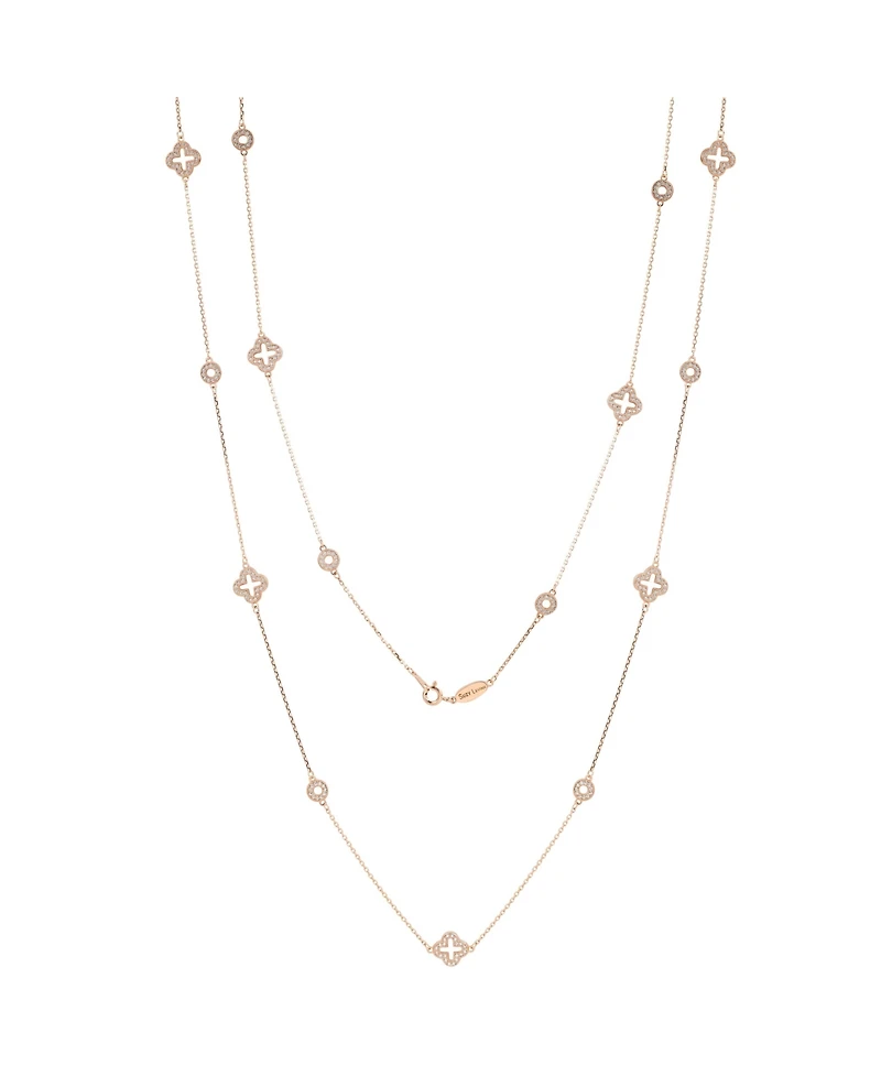 Suzy Levian New York Sterling Silver Sapphire & Created White Station Necklace