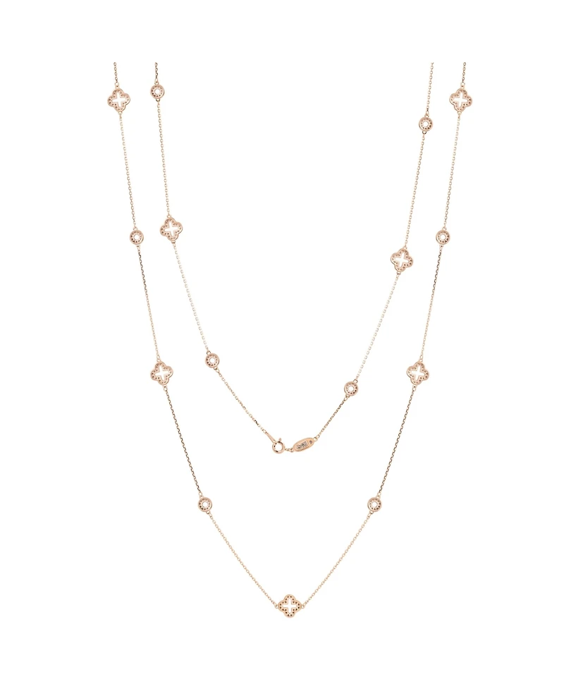 Suzy Levian New York Sterling Silver Sapphire & Created White Station Necklace