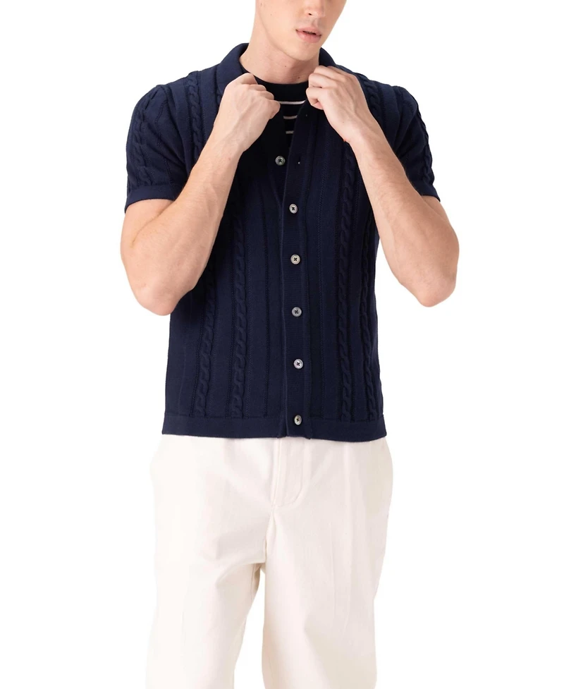 Members Only Men's Jc Polo Cable Knit Sweater