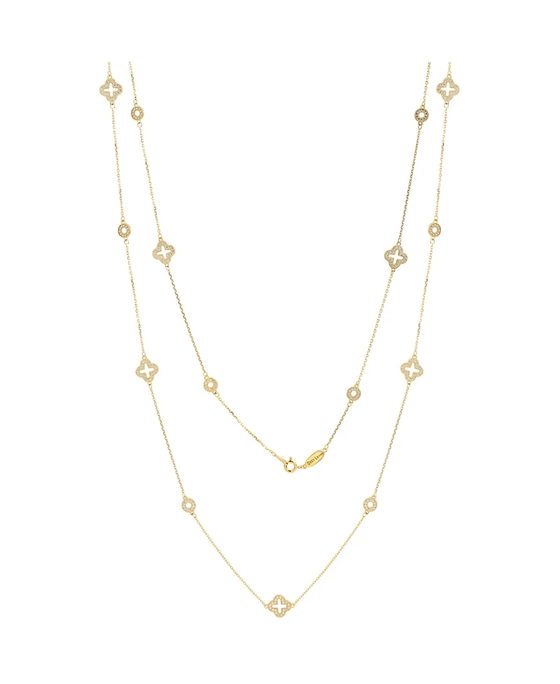 Suzy Levian New York Sterling Silver Sapphire & Created White Station Necklace