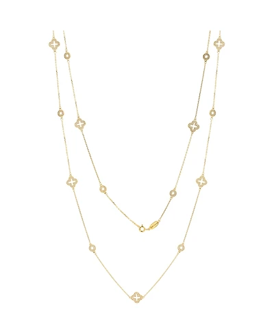 Suzy Levian New York Sterling Silver Sapphire & Created White Station Necklace