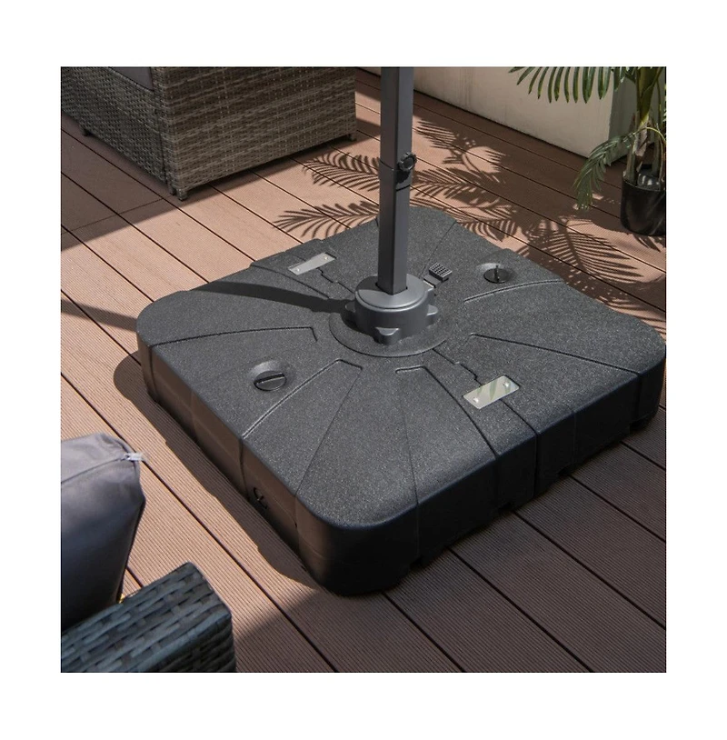 33.5 x 33.5 Inch Fillable Cantilever Umbrella Base with Wheels
