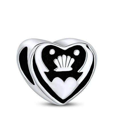 Bling Jewelry Celtic Knot Claddagh Heart Charm Bead in Sterling Silver for European Bracelets