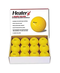 Heater Yellow Dimpled Baseballs, 1 Dozen, Polyurethane Material, Optic Yellow Color, for Use in Real Ball Pitching Machines