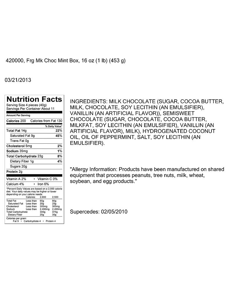 Frango Chocolates Spring 1 Lb Wrapped Milk Mint Box of Chocolates