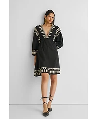 Reistor Women's Deep V Embroidered Dress