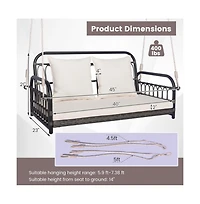 2-Person Outdoor Hanging Chair with Ropes