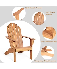 Outdoor Adirondack Chair Solid Wood Patio Garden Furniture