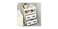 24 Inch Floor Cabinet with 2 Open Compartments and 2 Drawers