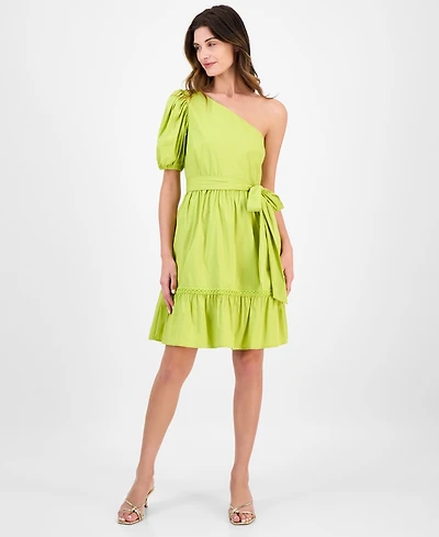 Anne Klein Women's Asymmetric One-Shoulder Fit & Flare Dress