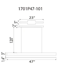Cwi Lighting 47" Metal Pienza Led Integrated Chandelier