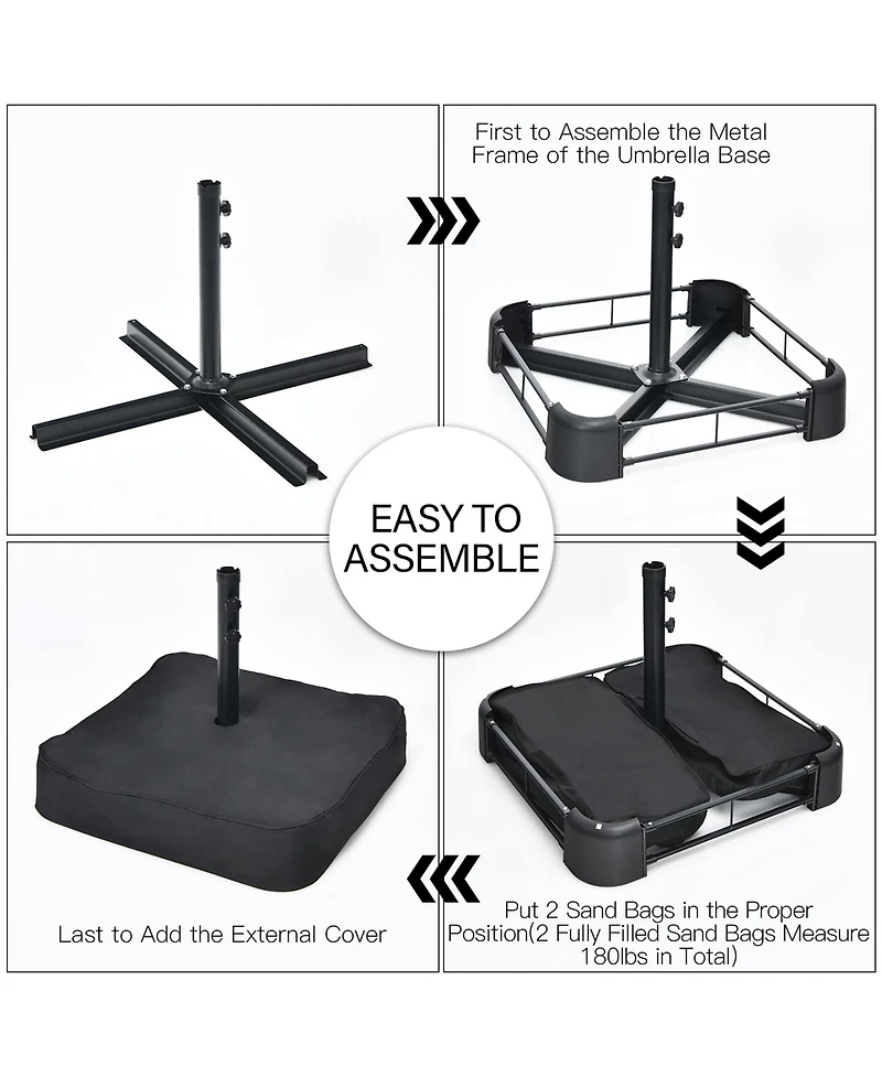 Gymax 15 ft Double-Sided Patio Twin Umbrella Extra-Large Market w/ Base