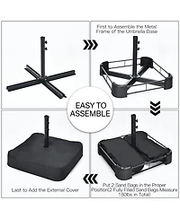 Gymax 15 ft Double-Sided Patio Twin Umbrella Extra-Large Market w/ Base