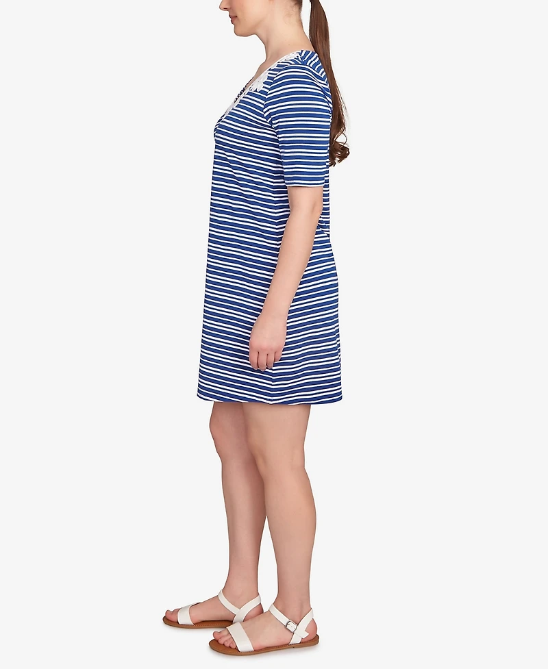 Ruby Rd. Petite Embroidered Stripe Knit Dress