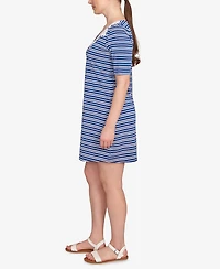 Ruby Rd. Petite Embroidered Stripe Knit Dress