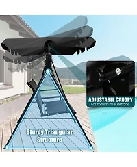 Gymax Outdoor Porch Swing Canopy Patio Swing Chair 3 Person Canopy Hammock