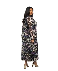 Fashion-szn Curve Women's Zebra Print Mesh Midaxi Dress