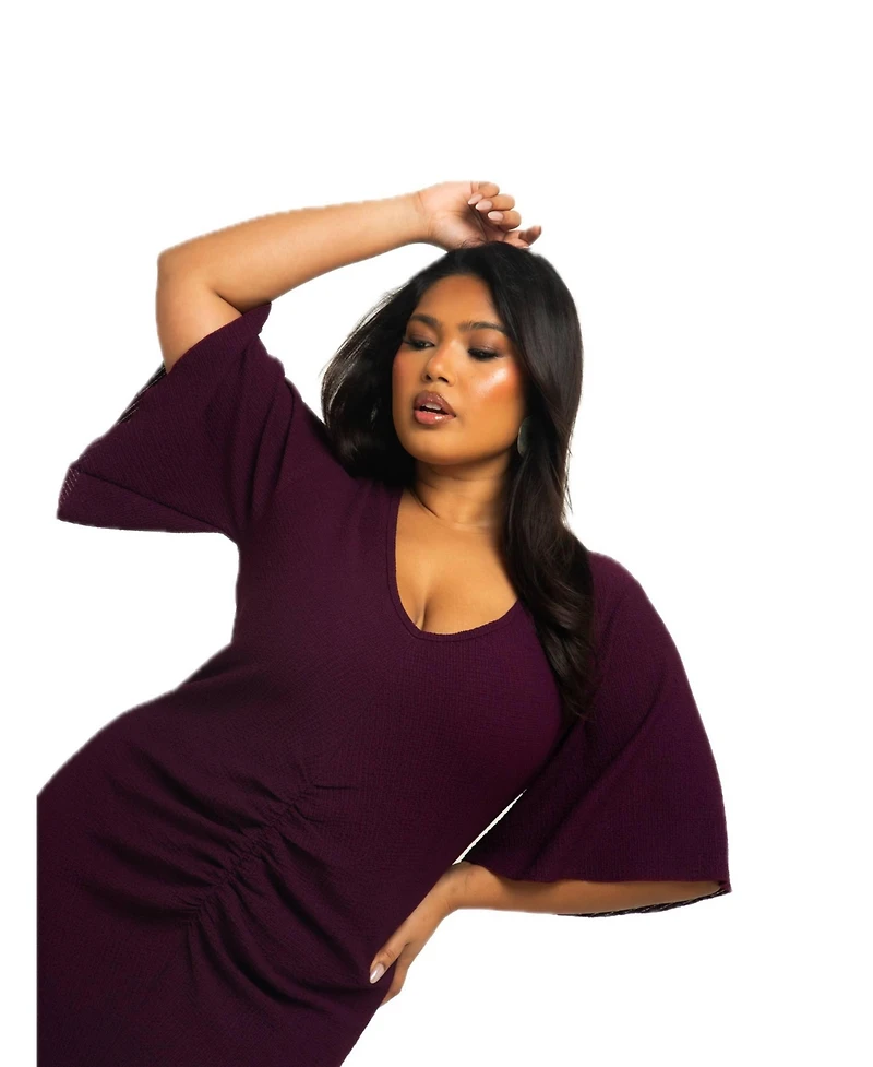 Fashion-szn Curve Women's Flutter Sleeve Midi Dress