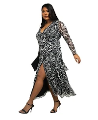 Fashion-szn Curve Women's Monochrome Print Midaxi Dress