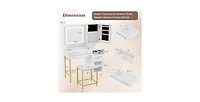 Modern Makeup Vanity Desk with Mirror and Lights and Stool Set