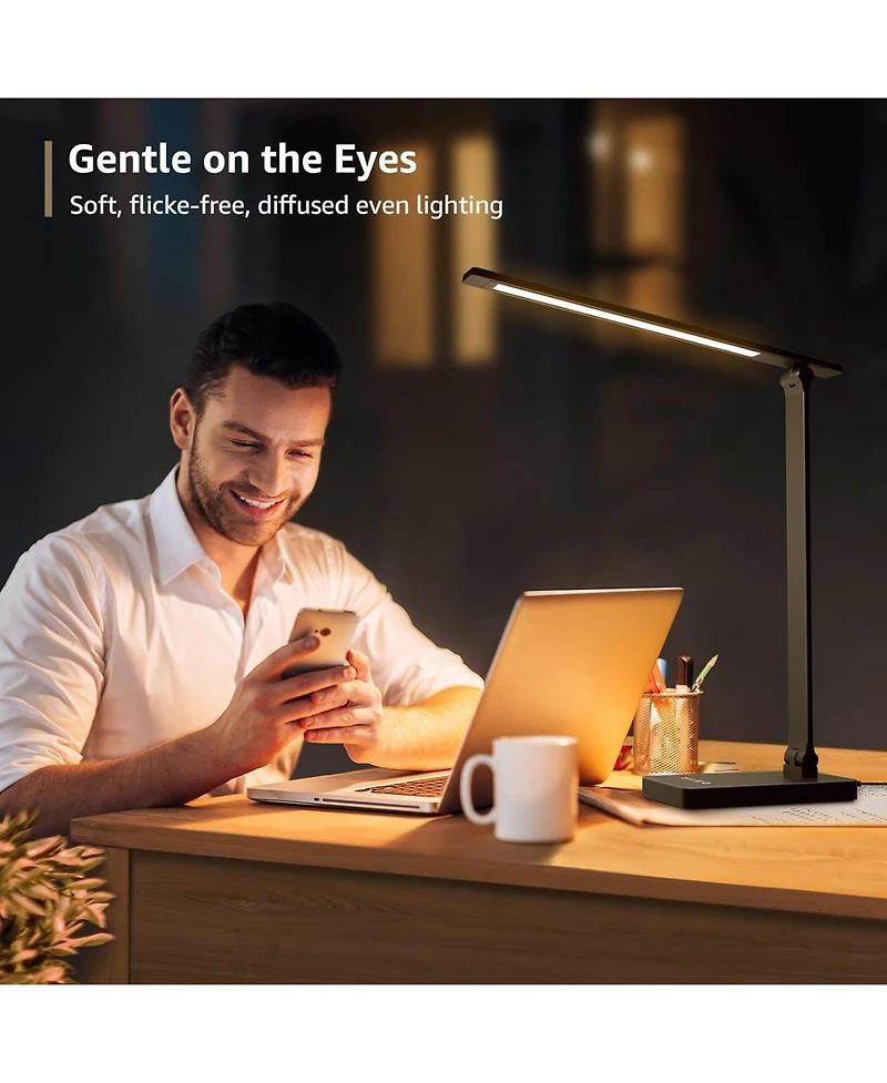 Lepro Led Desk Lamp with 9.5W 750LM Metal Touch Control , 5 Color Modes Brightness Level, Eye Caring For Reading, Crafts, School Supplies, White