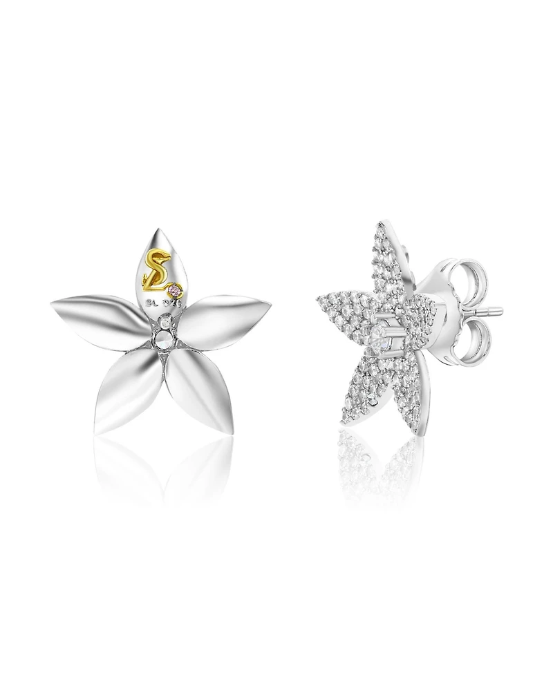 Suzy Levian Sterling Silver Cubic Zirconia Flower Earrings