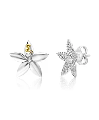 Suzy Levian Sterling Silver Cubic Zirconia Flower Earrings