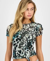 Guess Women's Verdiana Ruffle-Trim Mesh Top