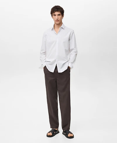 Mango Men's Cotton Regular-Fit Striped Shirt