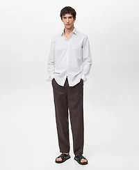 Mango Men's Cotton Regular-Fit Striped Shirt