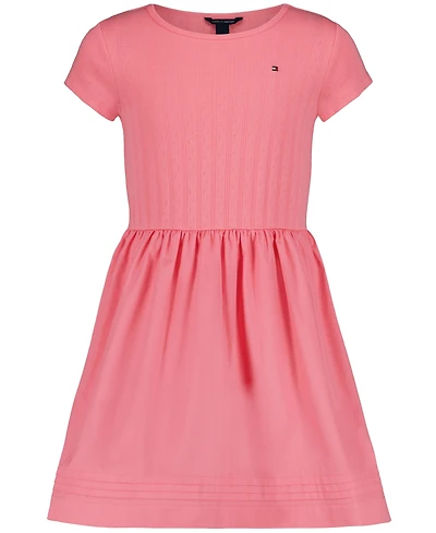 Tommy Hilfiger Toddler and Little Girls Knit To Woven Short Sleeve Dress