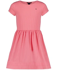 Tommy Hilfiger Toddler and Little Girls Knit To Woven Short Sleeve Dress