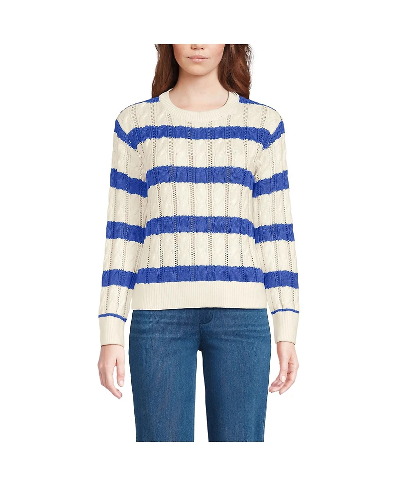Lands' End Women's Drifter Cable Pointelle Stitch Sweater