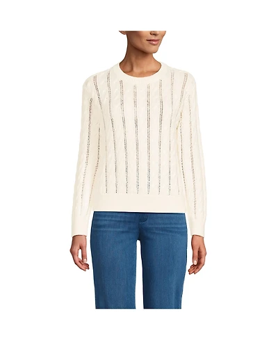 Lands' End Women's Drifter Cable Pointelle Stitch Sweater