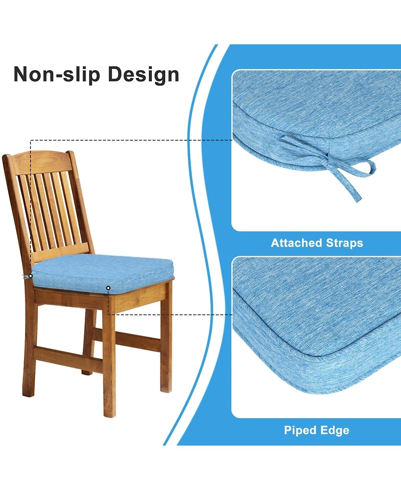 Aoodor Outdoor Dining Chair Cushions Set of 2, Waterproof Patio Furniture Seat Cushions, Pads with Ties, 18 x 19 inch