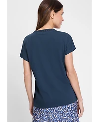 Olsen Women's Lace Trim V-Neck T-Shirt
