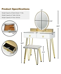 Vanity Desk with Mirror and Lights for Bedroom