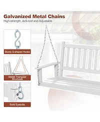 Gymax Wooden Porch Swing 2-Person Hanging Chair w/ Adjustable Galvanized Metal Chains