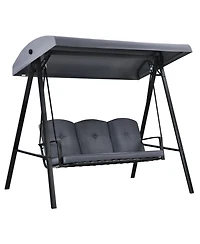 Gymax 3-Person Patio Porch Swing Cushioned Outdoor Swing Chair w/ Adjustable Canopy