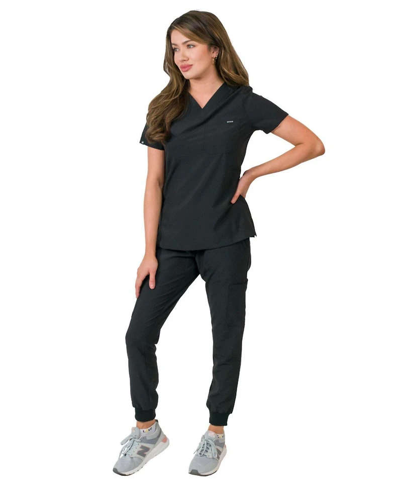 Medgear Women's 1-Pocket Top Knit Rib Cuff Jogger Pants Set