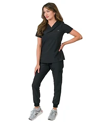 Medgear Women's 1-Pocket Top Knit Rib Cuff Jogger Pants Set