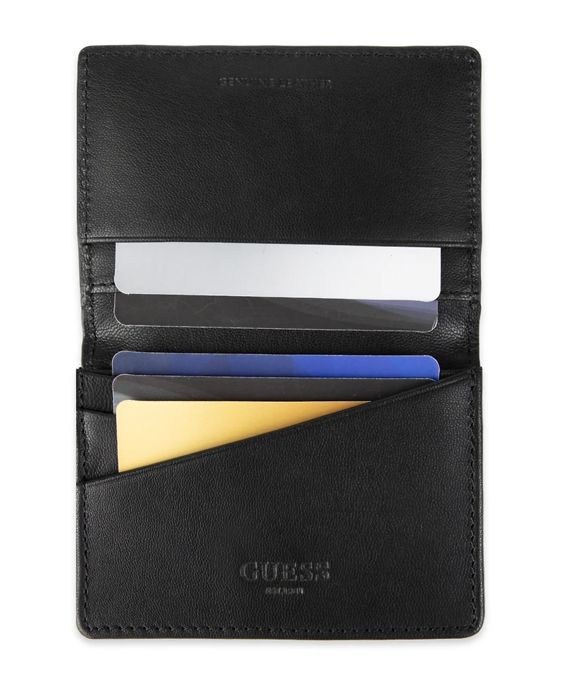 Guess Men's Rfid Tonal Gusset Card Case Wallet