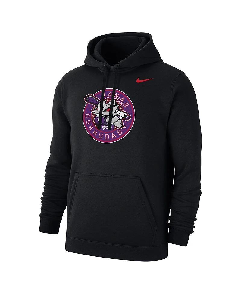 Nike Men's Black Tcu Horned Frogs Ranas Cornudas Baseball Club Fleece Pullover Hoodie