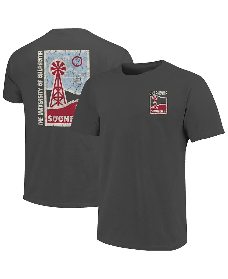 Image One Men's Graphite Oklahoma Sooners Comfort Colors Minimal Vista Distressed Graphics T-Shirt