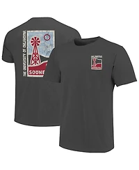 Image One Men's Graphite Oklahoma Sooners Comfort Colors Minimal Vista Distressed Graphics T-Shirt